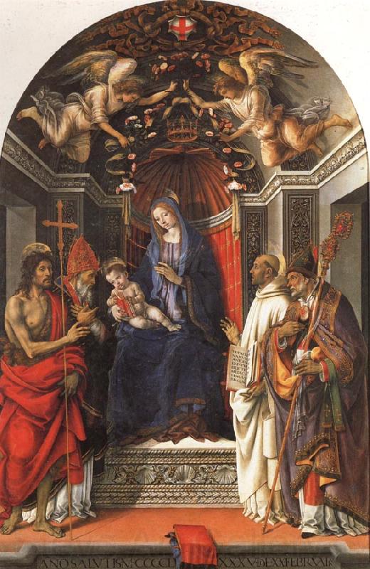 Filippino Lippi Madonna and Child Enthroned with SS.John the Baptist,Victor,Ber-nard,and Zenbius Norge oil painting art